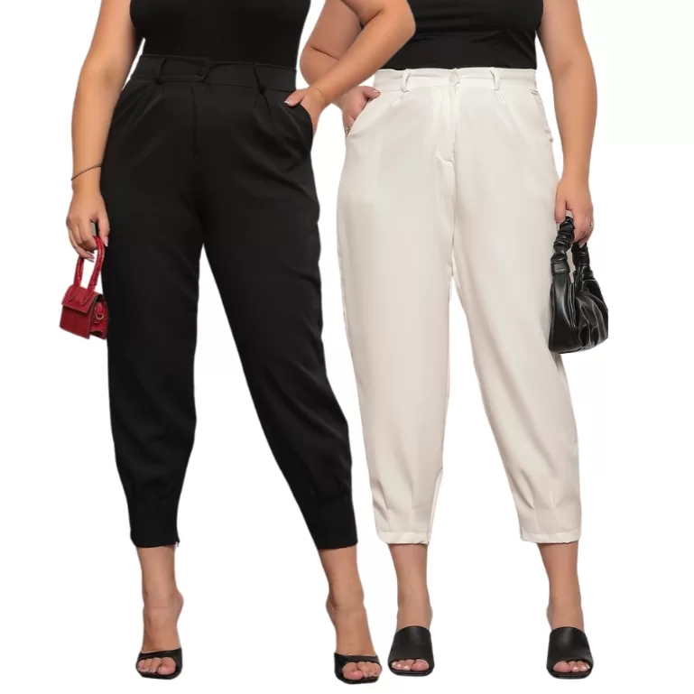Kit 2 Calças Feminina Alfaiataria Plus Size G1 G2