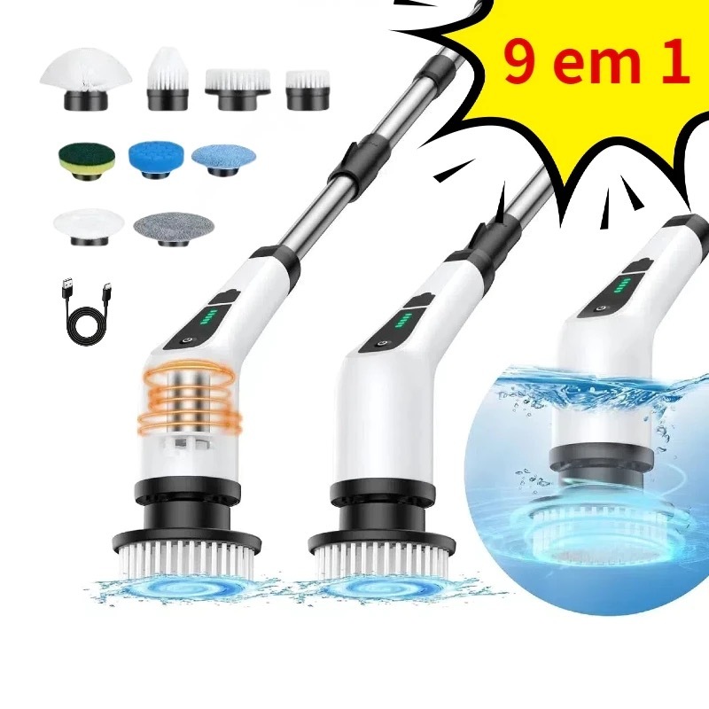 Escova De Limpeza Ajustável Janela Banheiro e Cozinha Ferramenta 9 em 1/ 7 em 1 Recarregável