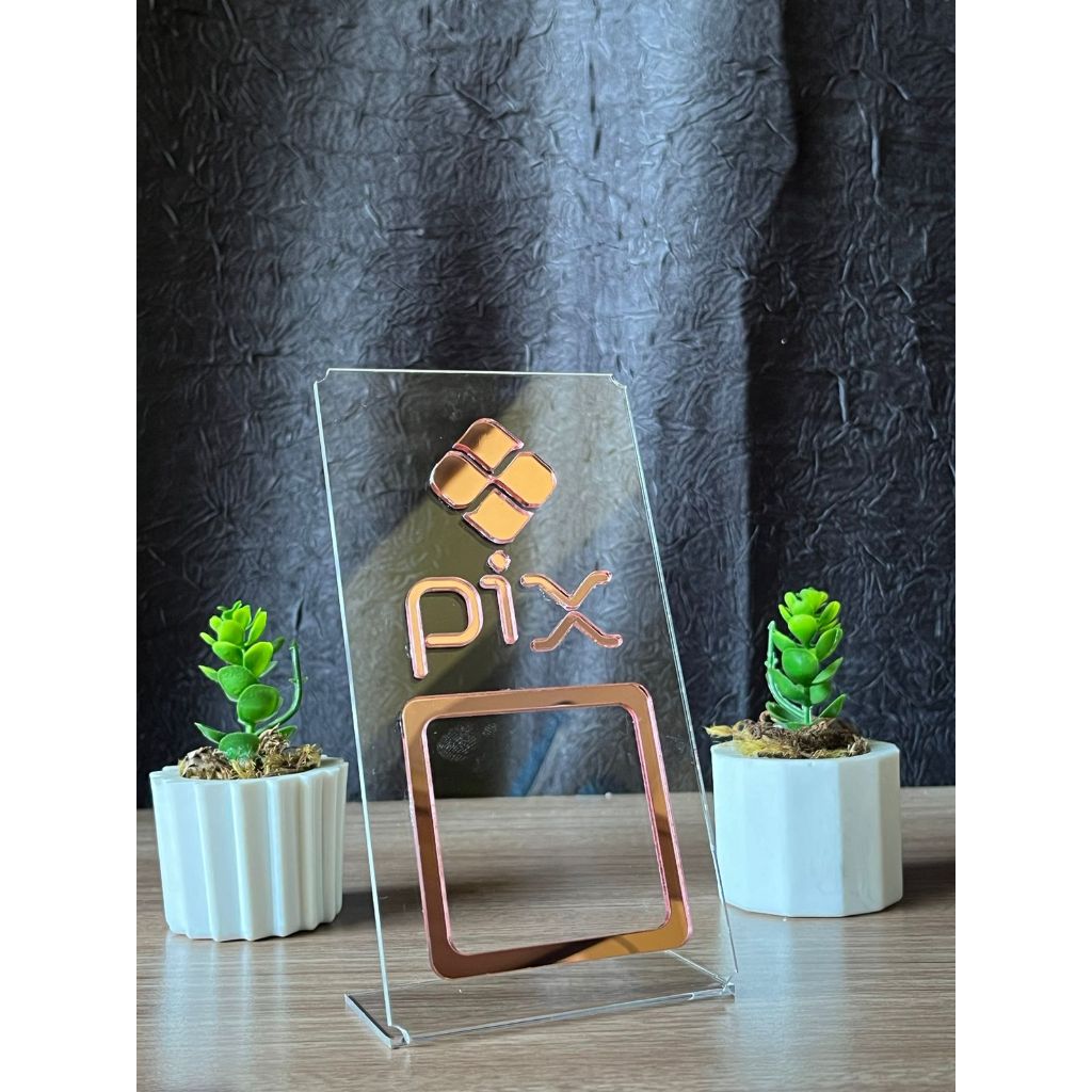 Placa PIX – Google – Instagram – Whatsapp Acrílica QR Code Display de Mesa