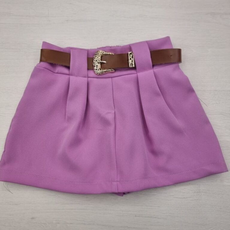 Short Saia Infantil Menina Alfaitaria Cinto Casual