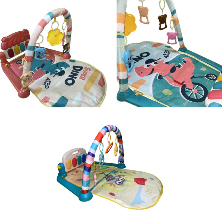 Tapete Piano Musical Infantil Dinossauro Rosa/Coru