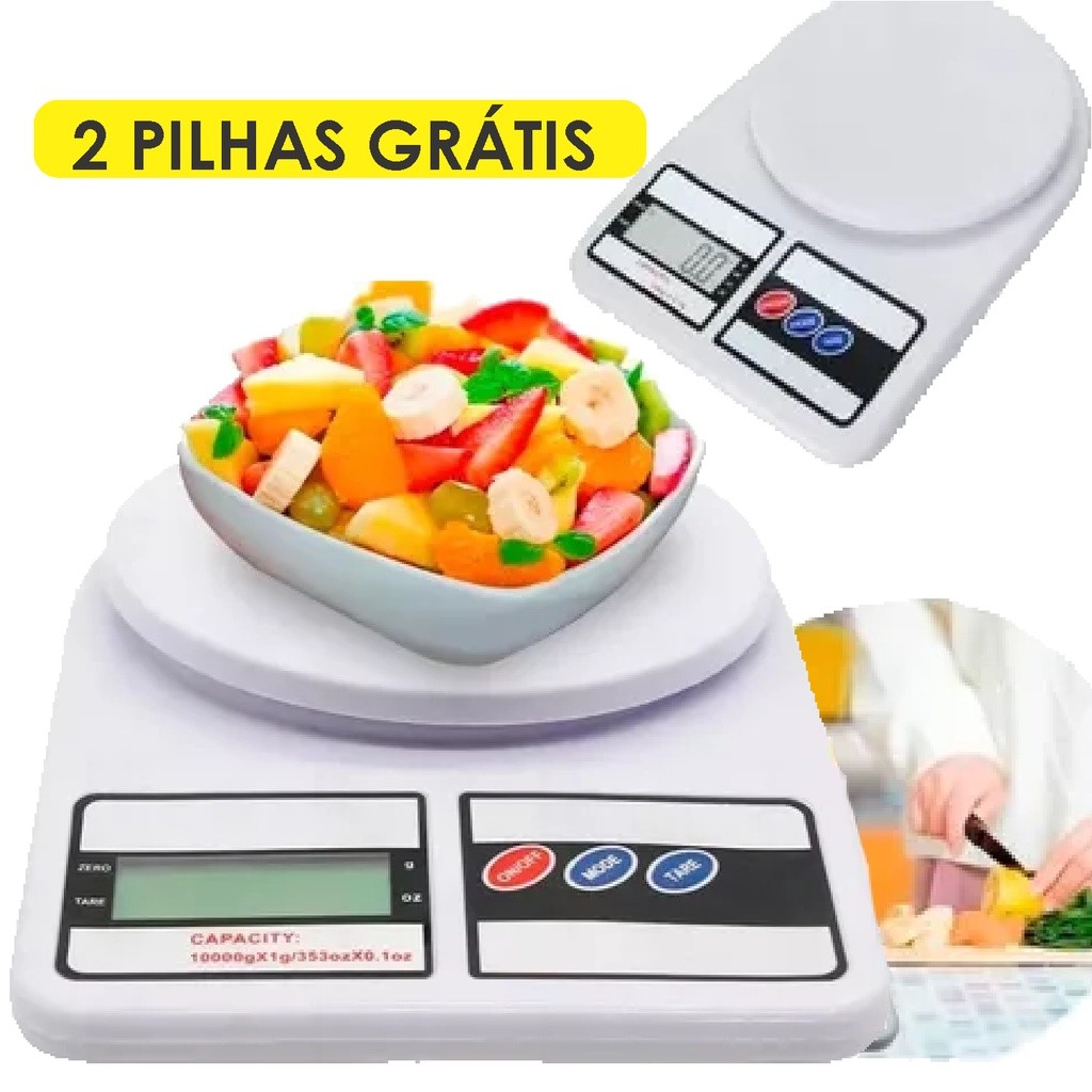 Balança Digital De Precisão Cozinha 10kg Nutrição E Dieta +Pilhas