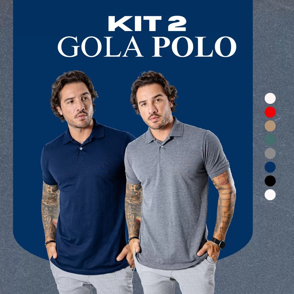 Kit 2 Camisa Gola Polo Masculina Piquet Blusa Básica Manga Curta HL