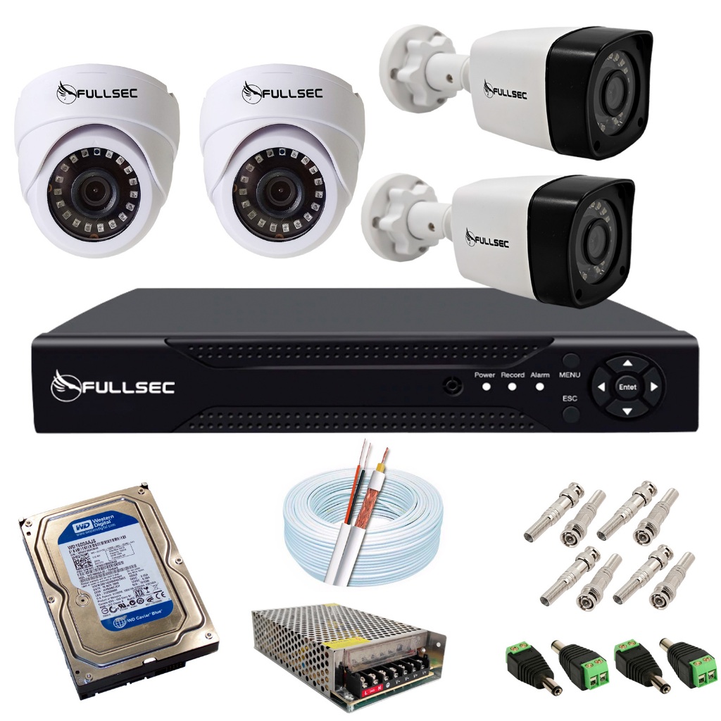 Kit Cftv 2 Câmeras Bullet 2 Dome E Gravador Com Hd 250gb
