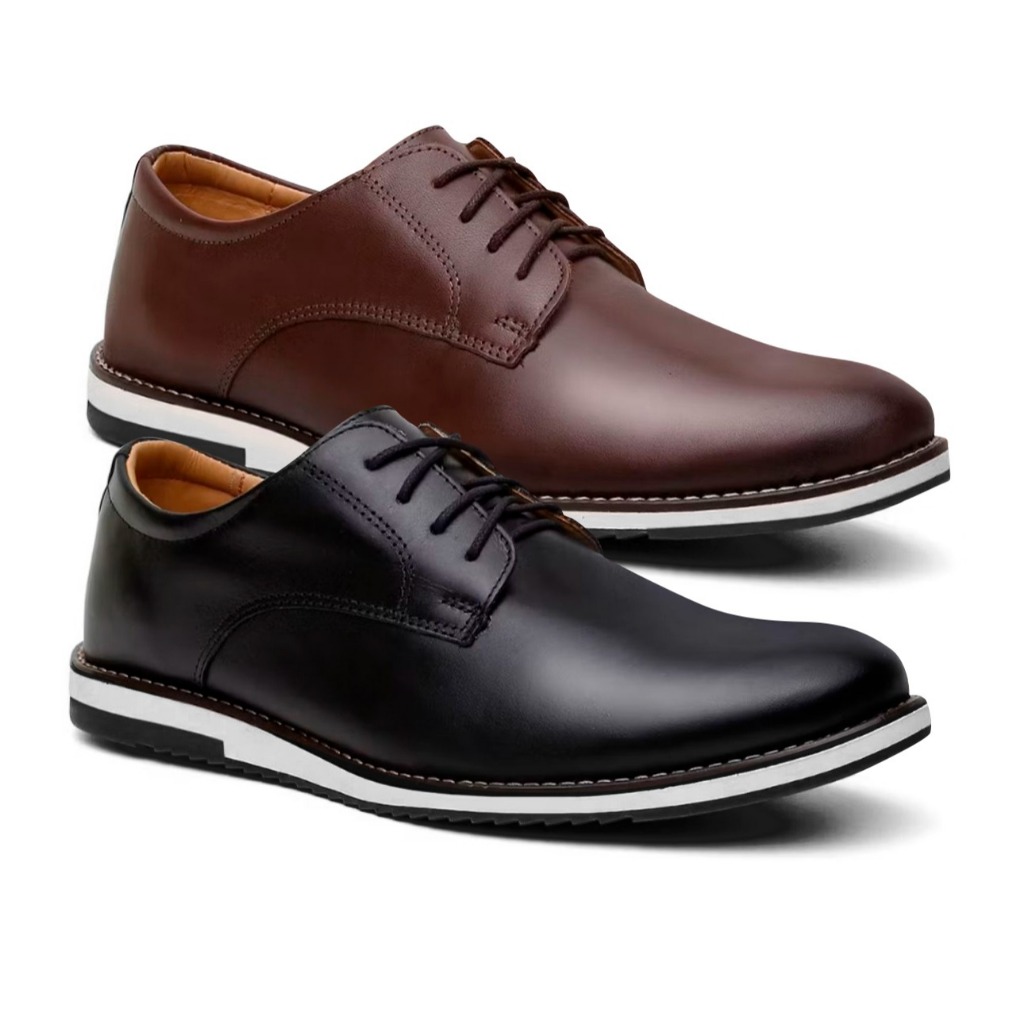 Kit 2 Pares de Sapato Social Masculino Oxford Ingles Elegante de Couro Premium Confortável Estiloso