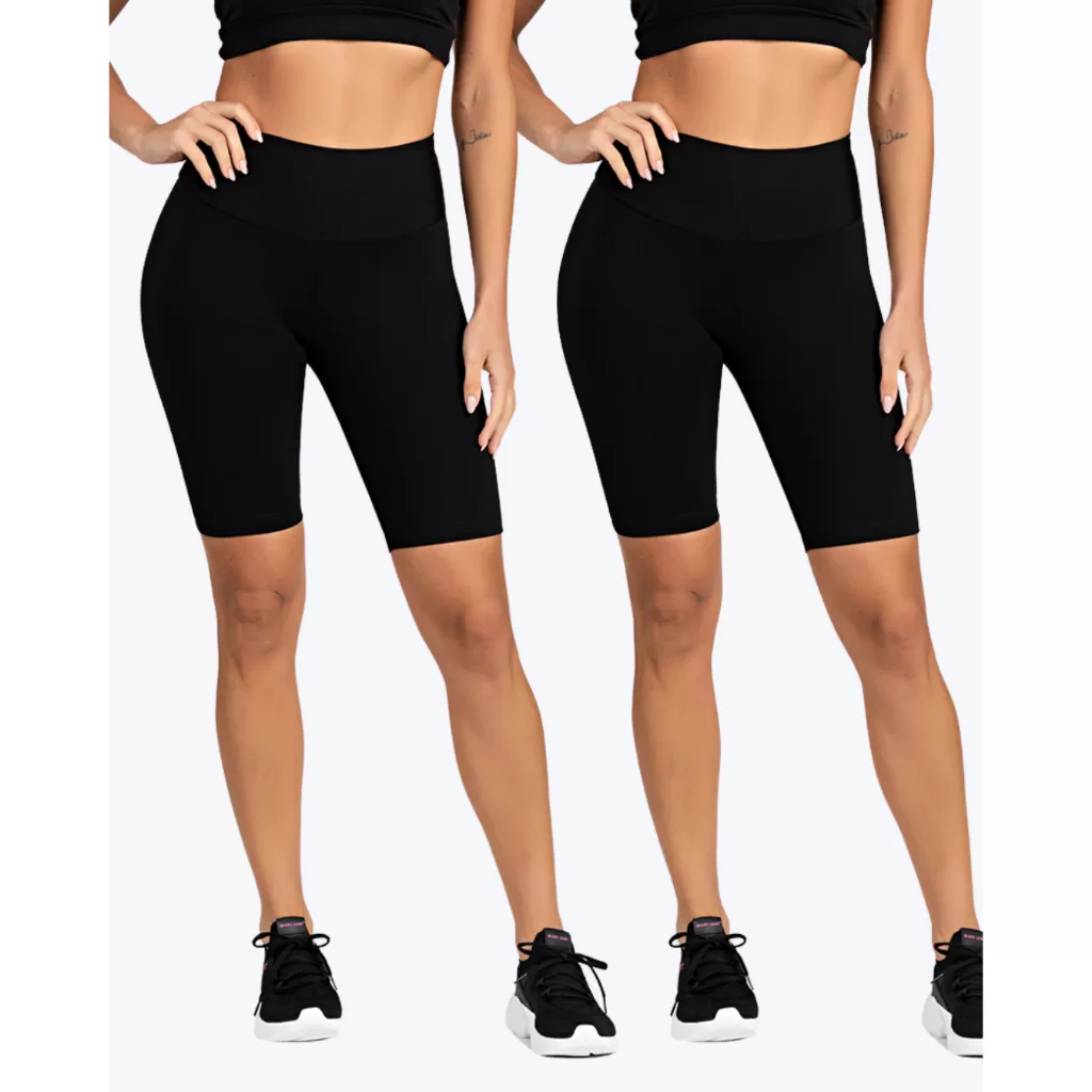 Kit 2 Bermudas Feminina Poliéster Fitness Academia Exercícios Crossfit Cintura Alta