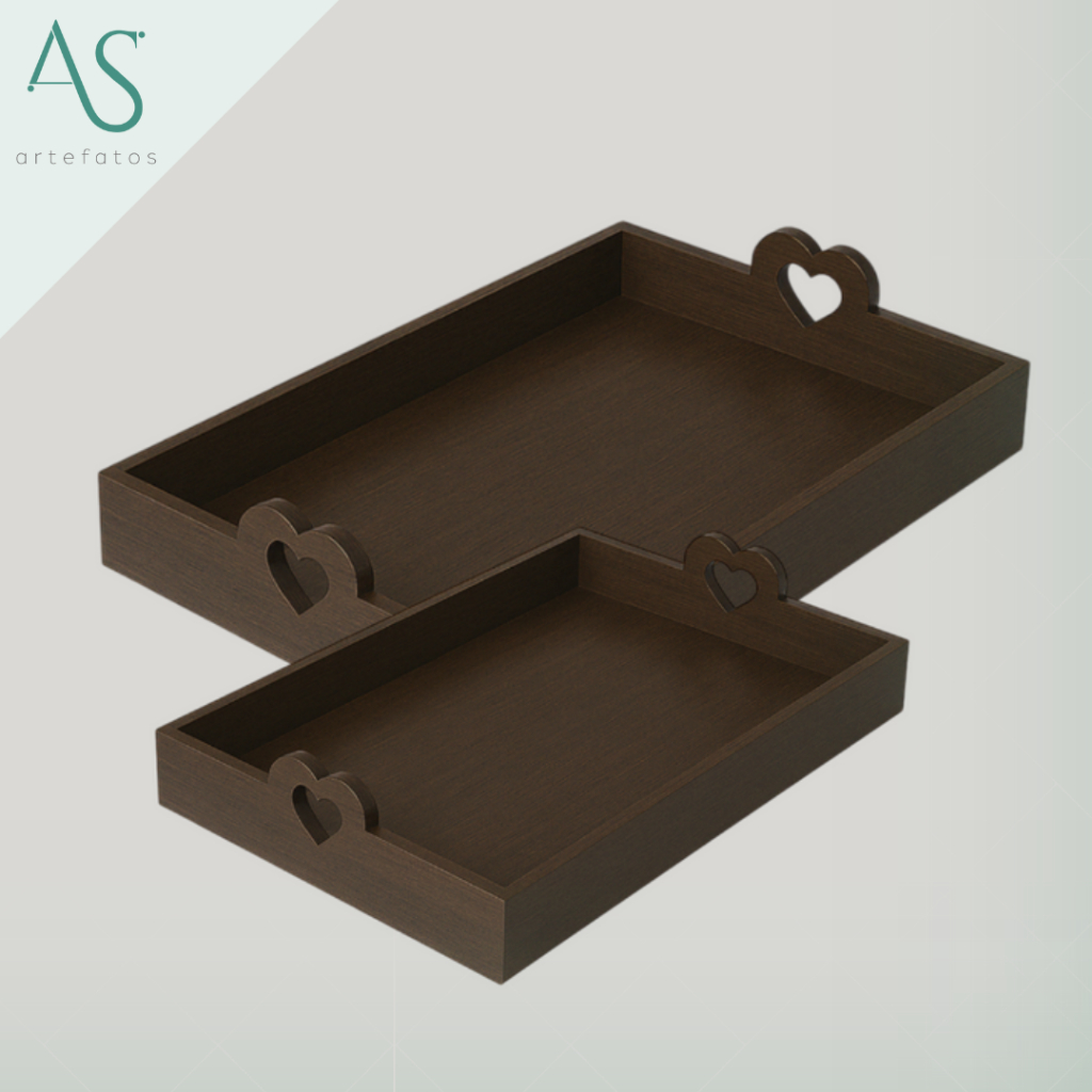 Kit 2 Bandejas Em MDEF Decoração Dia dos Namorados