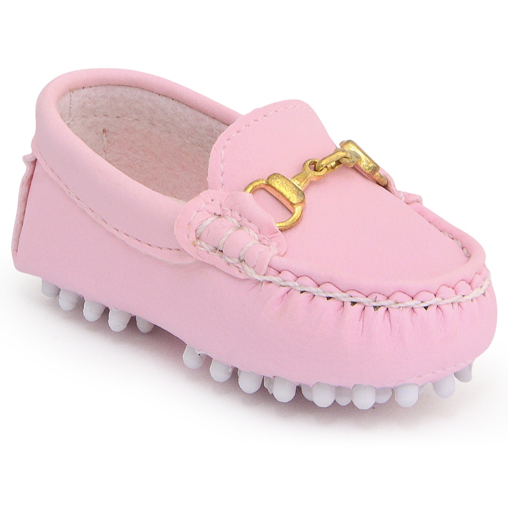 Sapato Bebê Menina Mocassim Rosa Delicado Luxo Festa Casamento