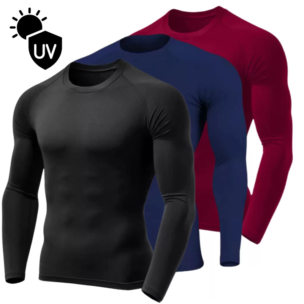 Kit 2 Camisas Térmica Proteção Uv 50+ Segunda Pele Camiseta Blusa Malha Fria Unissex Academia Manga