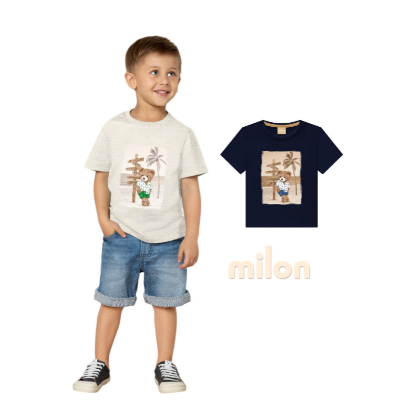 Camiseta Verão Infantil Menino Milon 2 ao 3 2000968
