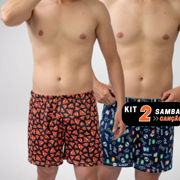Kit 2 Samba Canção  Pijamas Masculino Short para