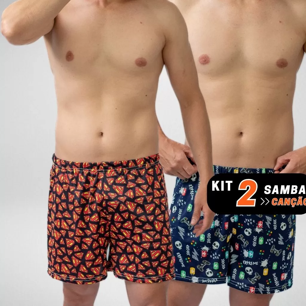 Kit 2 Samba Canção  Pijamas Masculino Short para Dormir Descansar Lazer Produto de Qualidade
