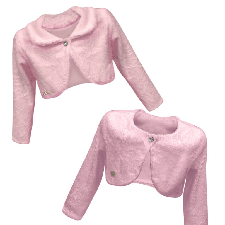 Bolero Casaquinho Infantil Rosa de Pelo Pelinho In