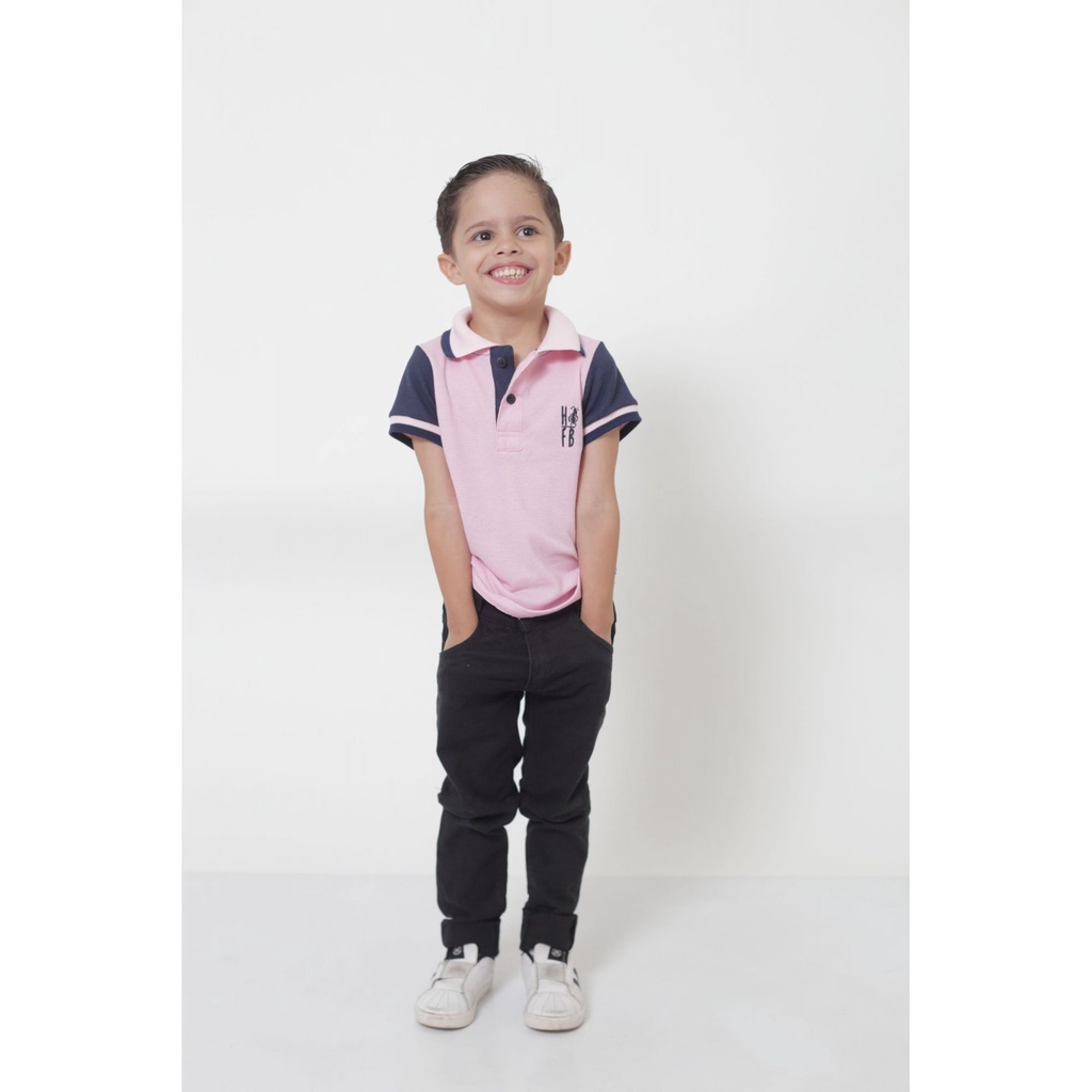 Camisa ou Body Polo Infantil Dual Cor Rosa e Marinho