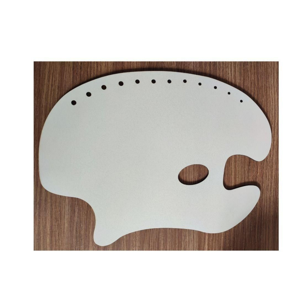 Gode Paleta p/ Pintura em Formato Anatômico Oval Grande Branco 39×27 cm