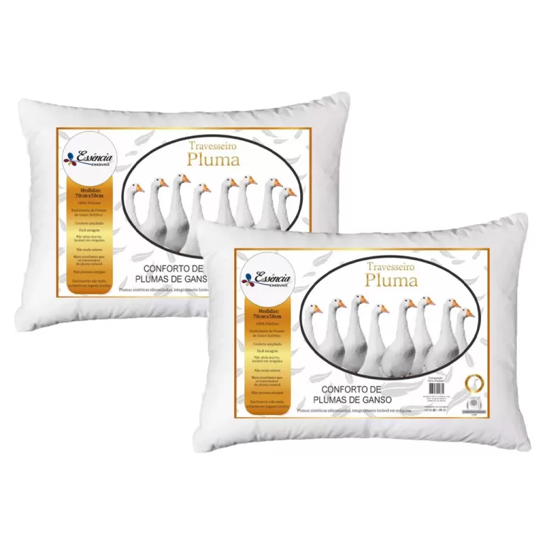 Kit 2 Travesseiro Pluma de Ganso Descanso Antiacar