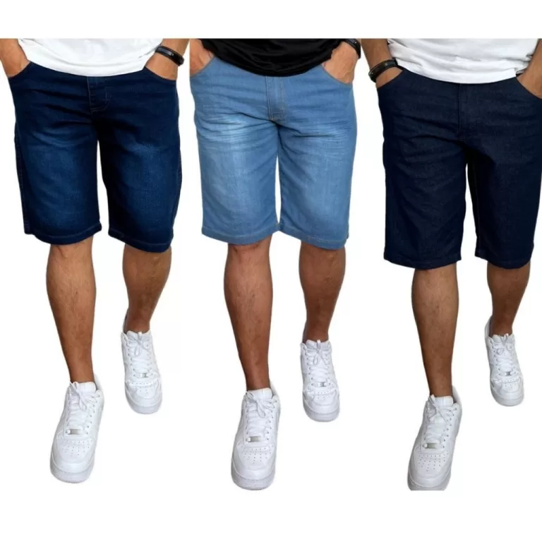 Kit Bermudas Jeans SLIM Masculinas Tecido Premium 