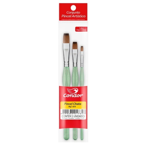 Kit Pincel Chato Ergonômico Condor 404