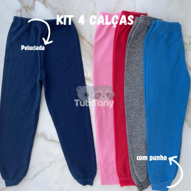 Kit 4 Calça Moletom Infantil E Juvenil Menino E M
