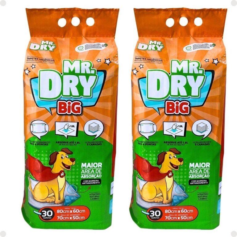 Kit Mr. Dry Big: 2 Tapetes Higiênicos 80x60cm Com