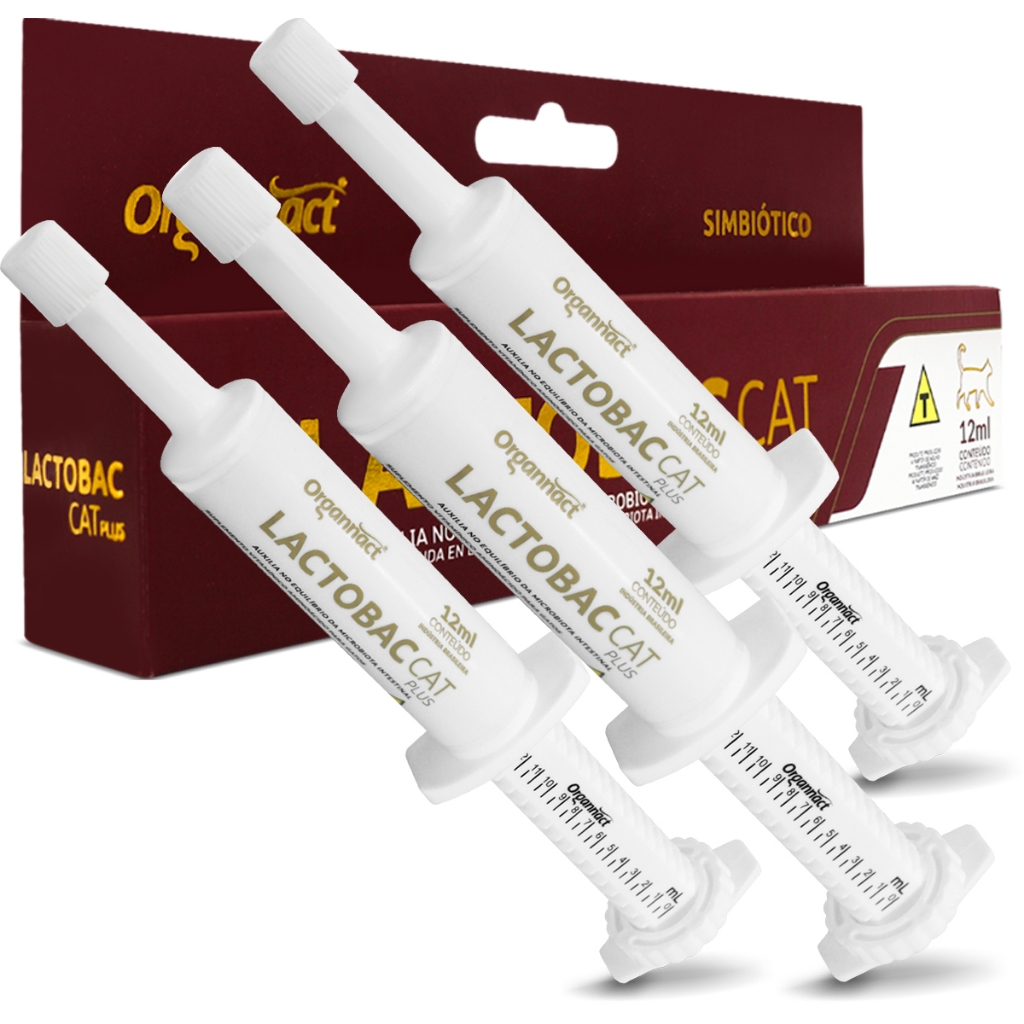 Kit 3 Lactobac Cat Pasta equilíbrio Intestinal 13ml Probióticos