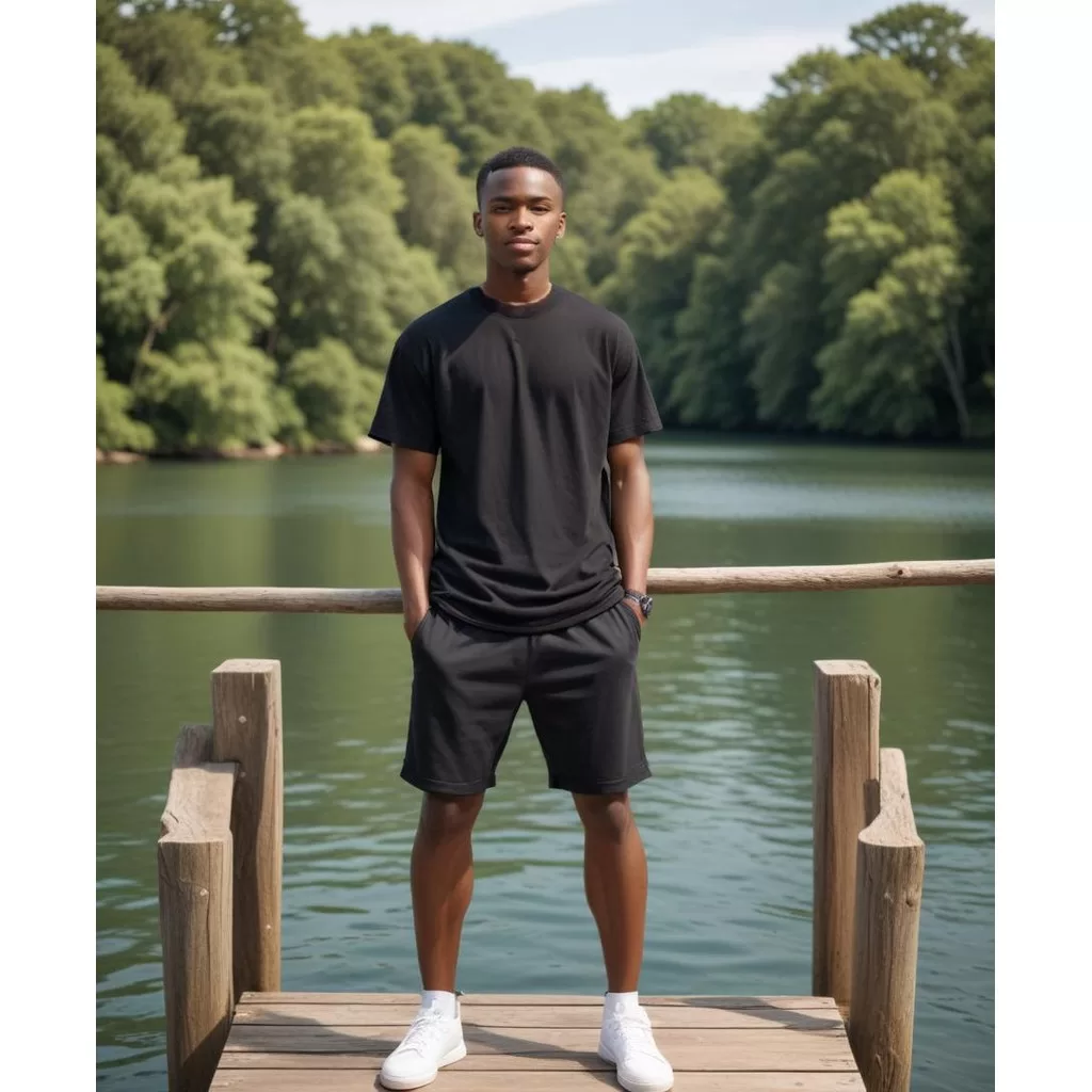 Conjunto Oversized Casual Masculino Camiseta Lisa com Gola Média e Bermuda Slim