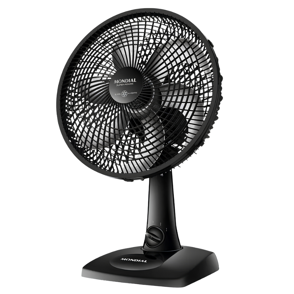 Ventilador De Mesa 30 cm 6 Pás Mondial 127 220 Volts Turbo silencioso branco e preto