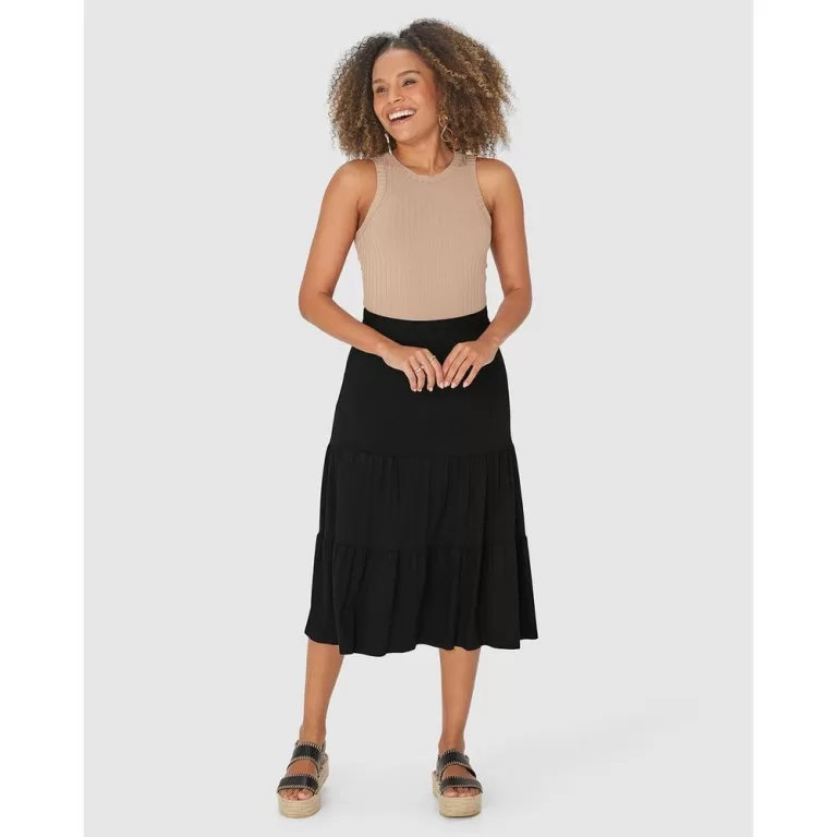 Saia Midi Feminina Marias Em Viscose Stretch