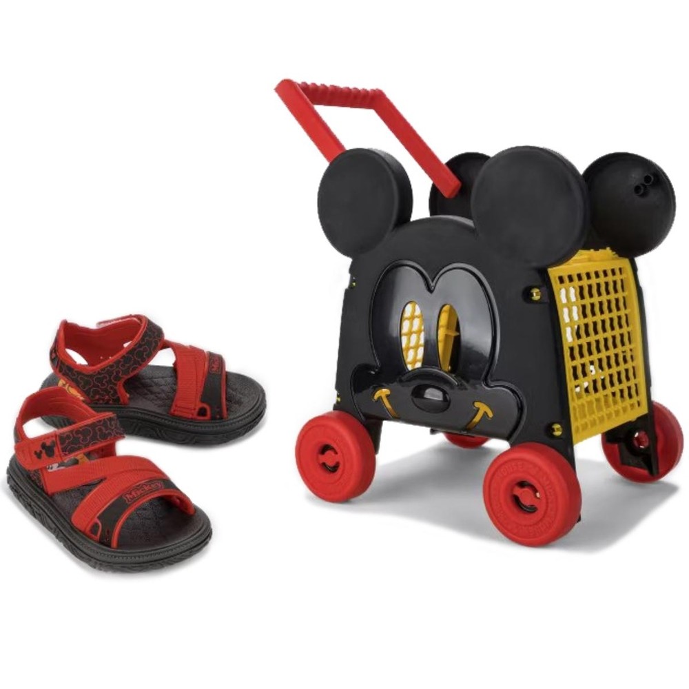 Sandália Infantil Disney Mickey Baby Car – Preto e Vermelho