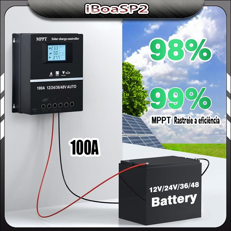 100A Controlador De Carga Solar Regulador Mppt 12/24/36/48v controlador de Iluminação Pública