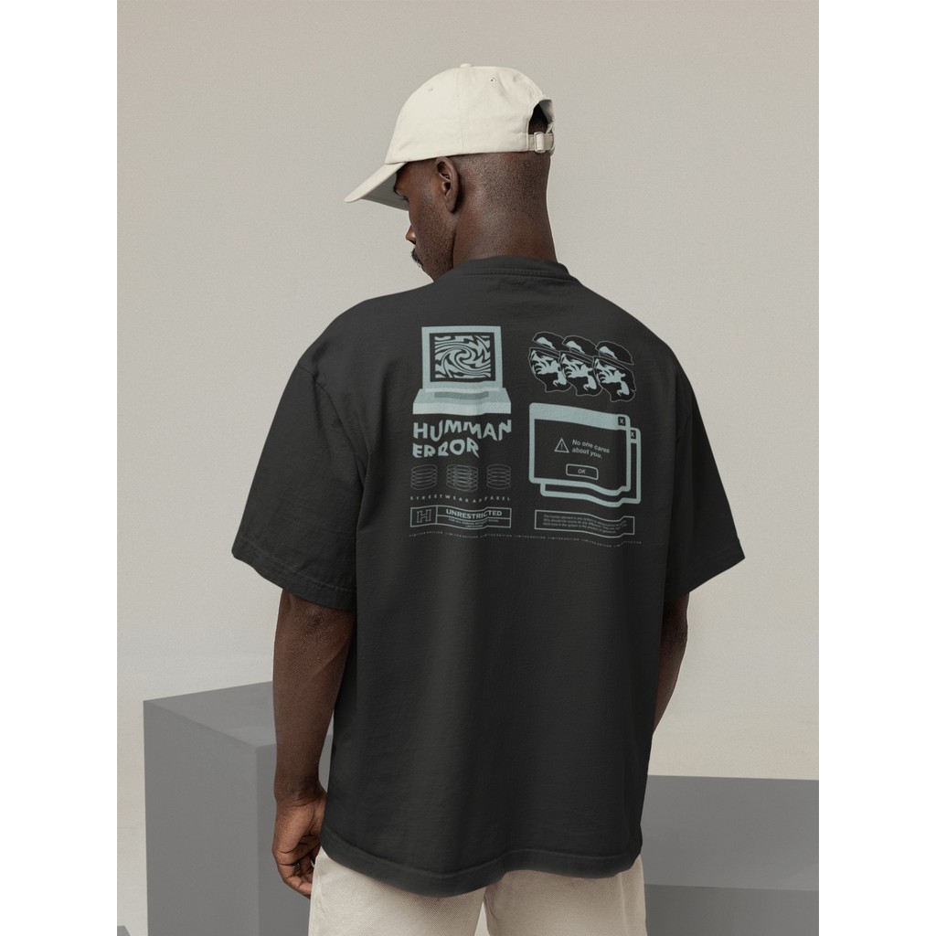 Camisa Camiseta Oversize Streetwear Masculino e Feminino Treino e Dia a Dia Preto e Off Whte Estampa