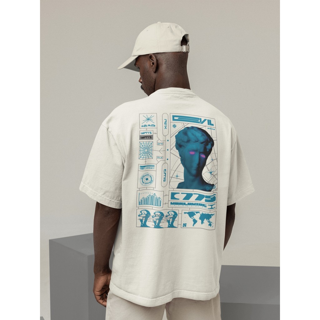 Camisa Camiseta Oversize Streetwear Masculino e Feminino para Treino e Dia a Dia Preto e Off Whte Es