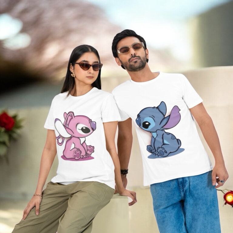 Camiseta Casal Dia dos Namorados Algodão Slim Blu