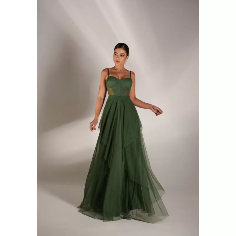 vestido de festa longo madrinha formatura casamento convidada debutante elegante verde oliva
