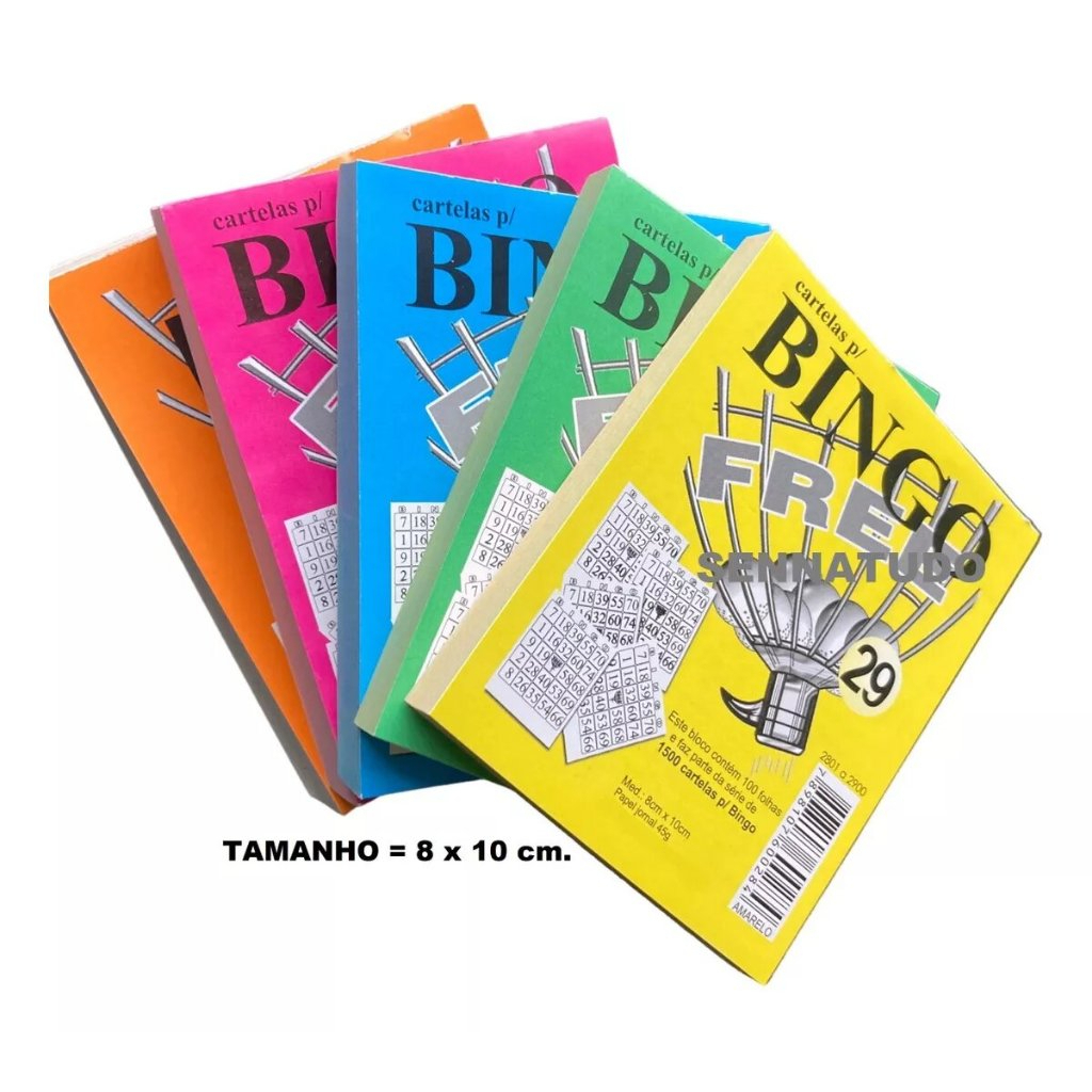 Cartelas De Bingo Free Jornal Kit c/ 5 Blocos Cartela de Jogo Bingo Jornal 100fls 8x10cm
