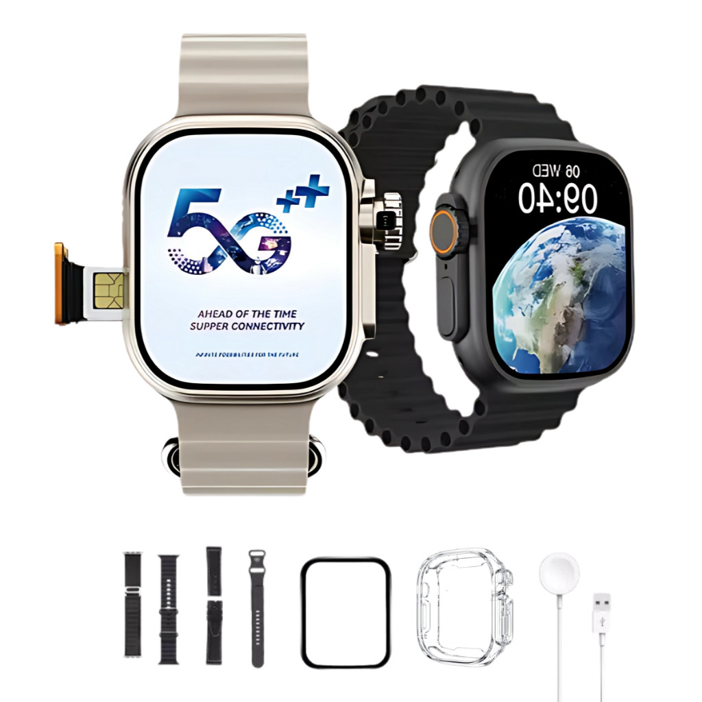 Relógio Smartwatch Smart Ultra 3 Ai 5G Chip Camera 4 Pulseiras Case Serie 10 Android Amoled Wifi