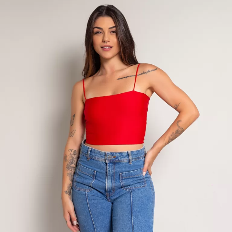 CROPPED VERMELHO VARIOS MODELOS TENDENCIA 2025/202
