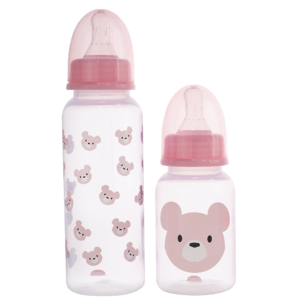 Kit 2 Mamadeiras Para Bebê Anticólica Bico Silicone 250/150ml Plasútil Infantil Chuquinha