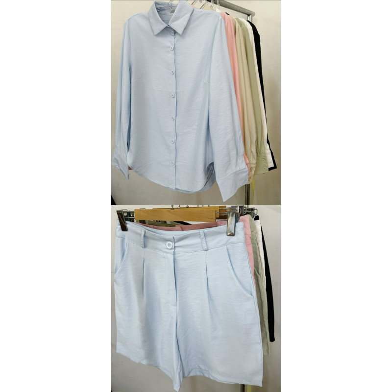 Conjunto feminino manga longa + shorts