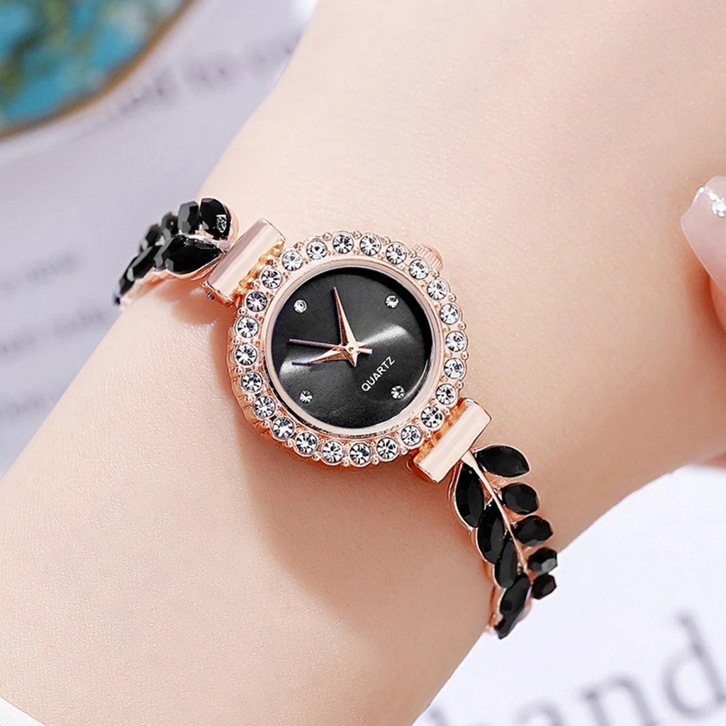 Relógio Feminino Pulseira Tipo Bracelete com Strass