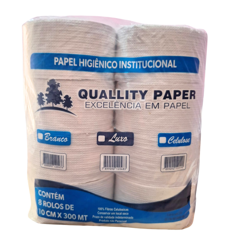 Papel Institucional Rolão Branco com 8 rolos pacote