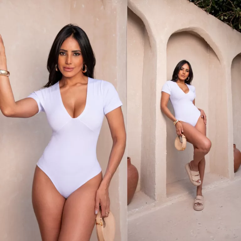 Boby Blusa Feminina Manga Curta Decote V Anarruga 