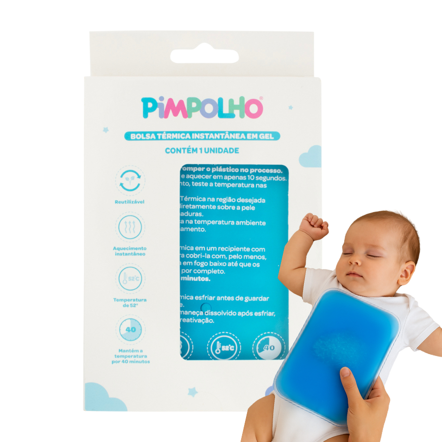 Bolsa Térmica em Gel Aquecimento Instântaneo Em Um Click Alívio Cólicas Dores Bebê Anticólica