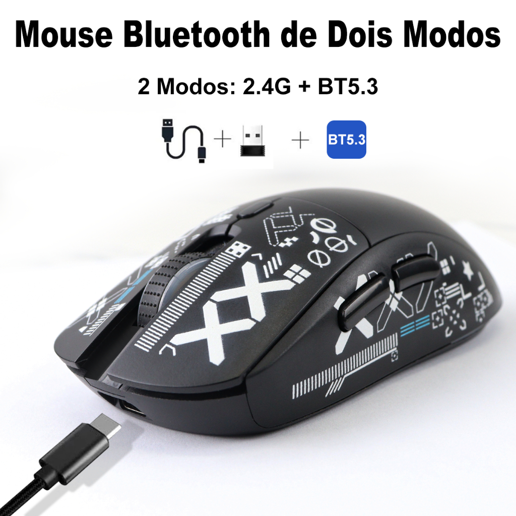 Uniwity Mouse Sem Fio Recarregável com Bluetooth, RGB e Design Ergonômico  Conforto e Estilo