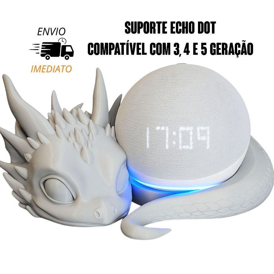 Suporte para cômoda estante bebe dragão Alexa Echo Dot compatível geração 3,4 e 5