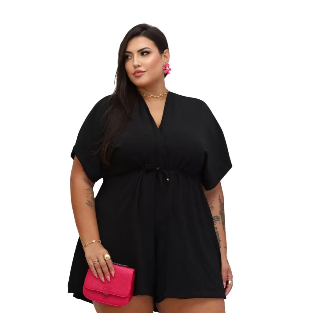 Macaquinho Plus Size Feminino Vestido Curtinho Blogueira Sof – A