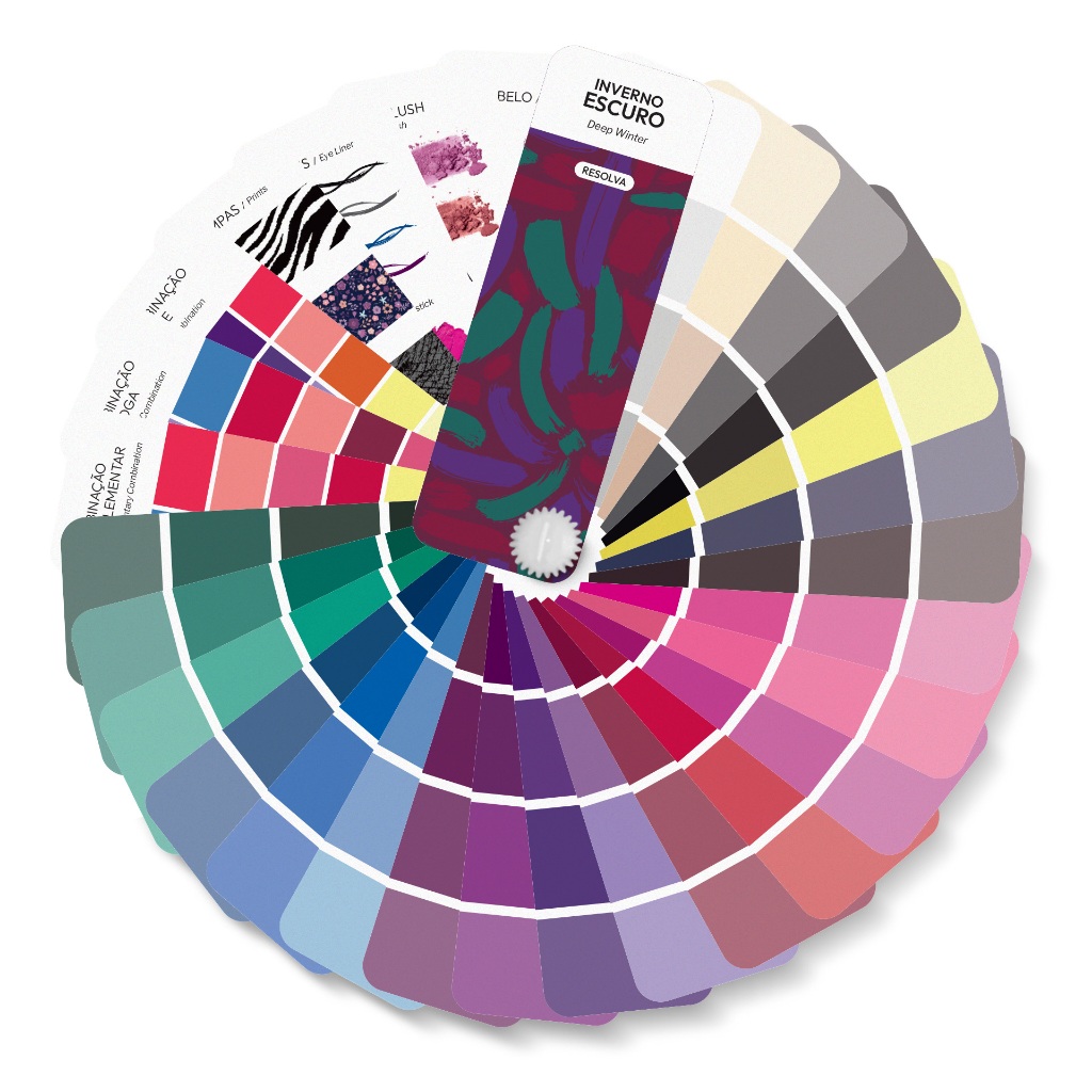 Cartela Paleta De Cores Coloração Pessoal Mini | Inverno Escuro | Inverno Profundo
