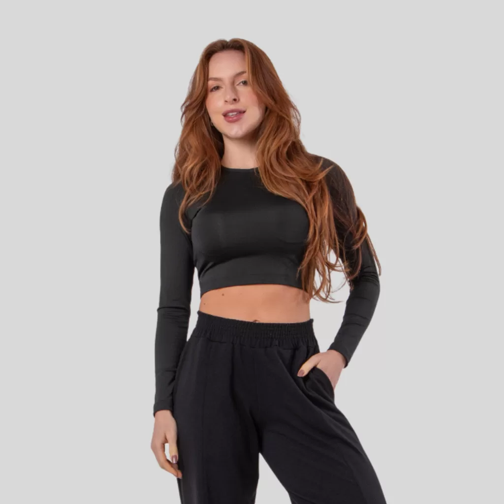 Cropped Manga Longa Gola Alta Suplex