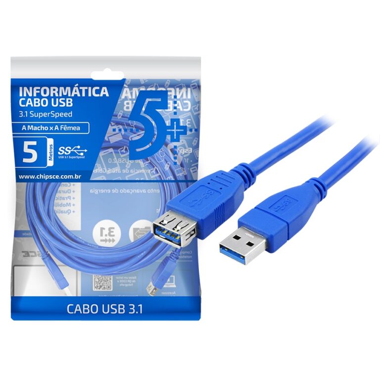 Cabo Extensor Usb 3.1 / 3.0 5m Macho X Fêmea 5gbi