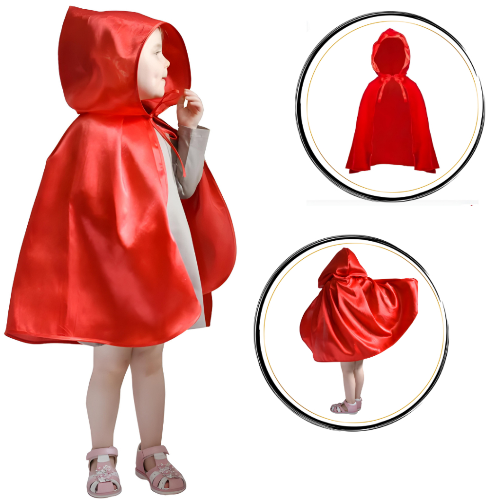 Fantasia Capa Chapeuzinho Vermelho Infantil Capuz Carnaval Premium Entrega Ultra Rapida